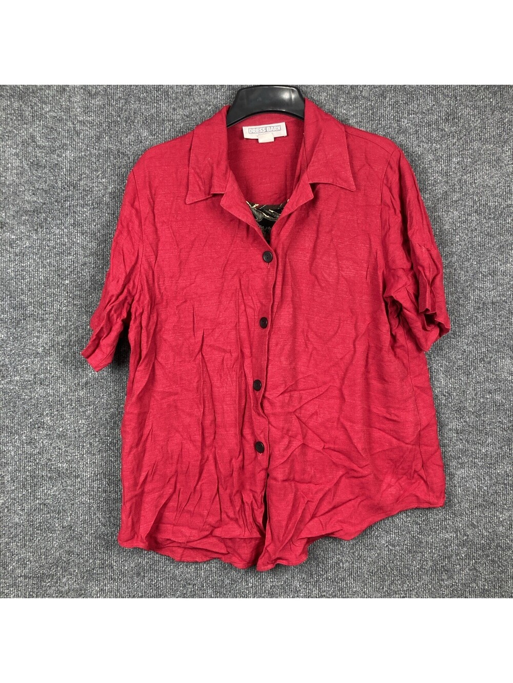 Dress Barn Plus Size 18/20 Red Layered Button Up S/S One Piece Top Shirt